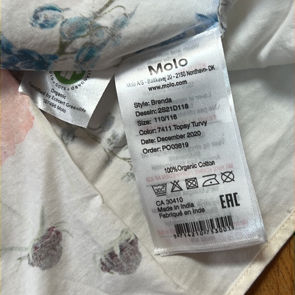 MOLO Kid’s White Floral Print Skirt Size 5-6 - Picture 5 of 5